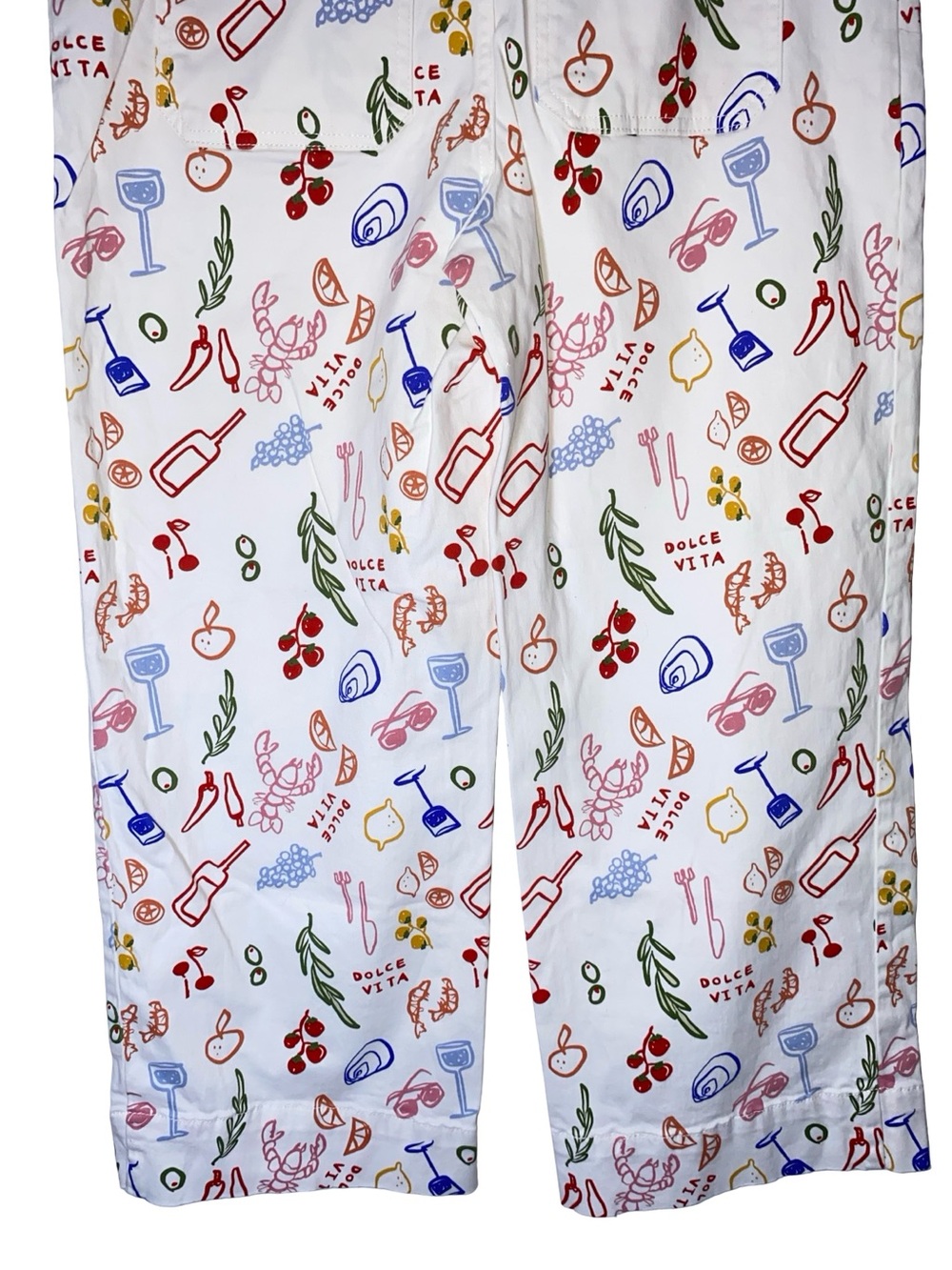 Wide-Leg Crop Pants in White with Multicolor Print - Picture 7 of 9